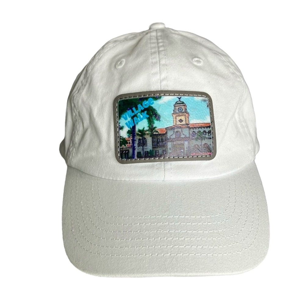 Village Walk Florida White‎ Hat Adult  Adjusutable Hat Baseball Cap 100% Cotton